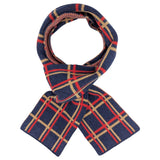 Narrow Lambswool Scarf - Navy & Red Grid Pattern