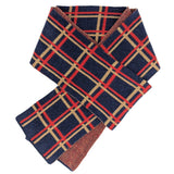 Narrow Lambswool Scarf - Navy & Red Grid Pattern