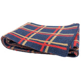Narrow Lambswool Scarf - Navy & Red Grid Pattern