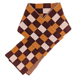 Narrow Lambswool Scarf - Rust & Apricot Check Pattern by Catherine Tough 