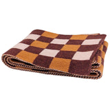 Narrow Lambswool Scarf - Rust & Apricot Check Pattern by Catherine Tough 