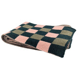 Narrow Lambswool Scarf - Pink & Green Check Pattern by Catherine Tough