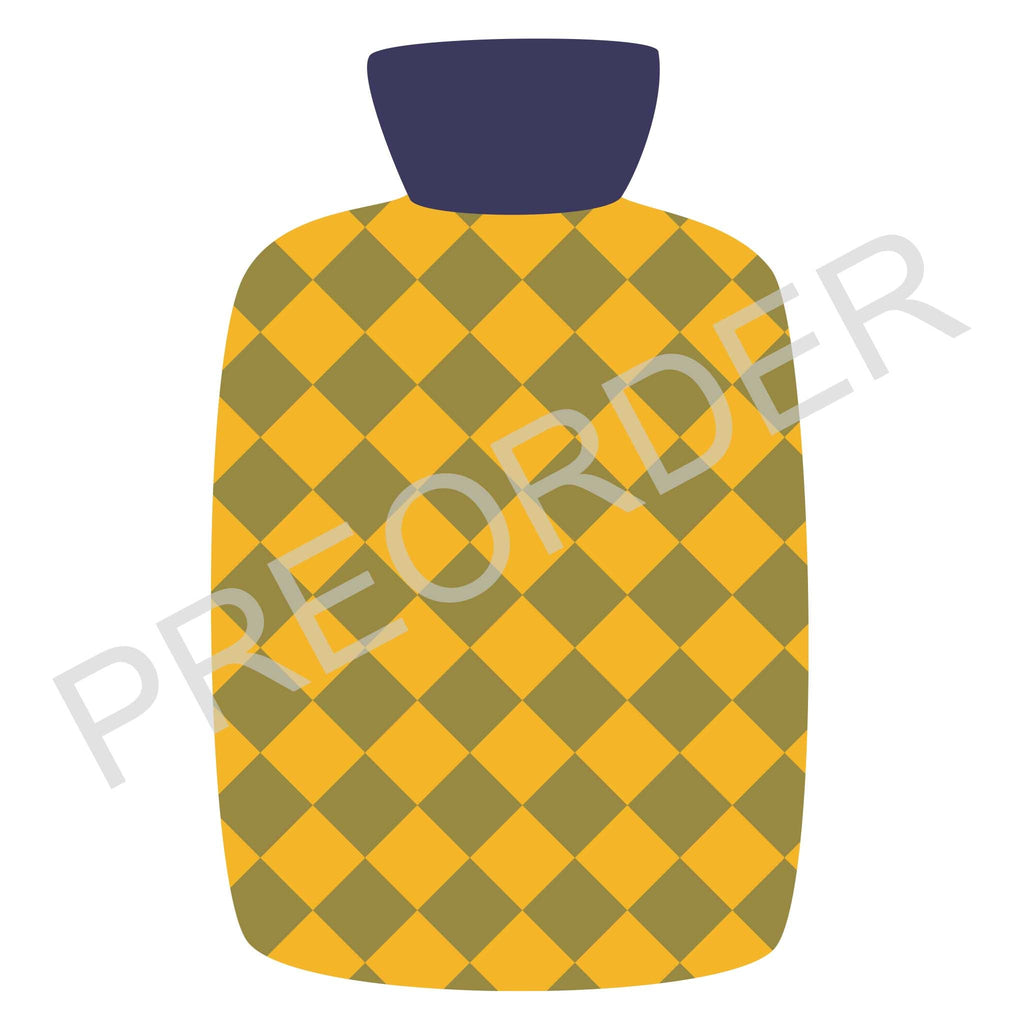 HOTTIE COVER - Lambswool - Diamonds - Yellow/Green/Navy