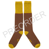 PRE-ORDER** KNEE SOCKS - lambswool - men's  - stripe - rust/mid-grey - CASE SIZE 3