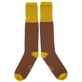 KNEE SOCKS - lambswool - men's  - stripe - rust/mid-grey - CASE SIZE 3