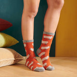 ANKLE SOCKS - lambswool - women's  - sheep - orange - CASE SIZE 3