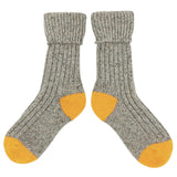 Unisex Grey & Yellow Recycled Silk Blend Chunky Socks