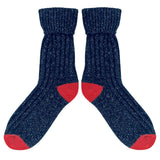 ANKLE SOCKS - Silk Blend - Unisex – Navy/Red