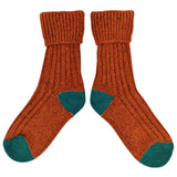 ANKLE SOCKS - Silk Blend - Unisex – Orange/Teal