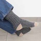 ANKLE SOCKS - lambswool & silk - unisex - mid-grey/soft brown - CASE SIZE 3