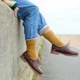 Unisex Recycled Silk Blend Chunky Socks - Mustard & Mint