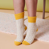 SLOUCH SOCKS - cashmere mix - OATMEAL  YELLOW