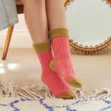 SLOUCH SOCKS - cashmere mix - CORAL / CITRUS GREEN - CASE SIZE 3