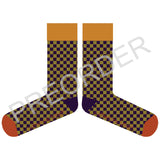ANKLE SOCKS - cotton - men's - CHECK - aubergine/yellow - CASE SIZE 3