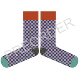 ANKLE SOCKS - cotton - women's - CHECK - lilac/grey - CASE SIZE 3