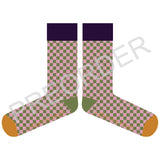 ANKLE SOCKS - cotton - women's - CHECK - dusky pink/khaki - CASE SIZE 3