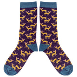Men's Aubergine Stag Organic Cotton Ankle Socks