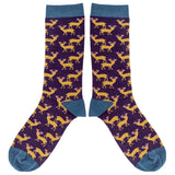 ANKLE SOCKS - cotton - men's -  STAGS - aubergine - CASE SIZE 3