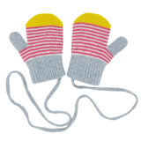 KIDS MITTEN - lambswool - stripe - bright pink