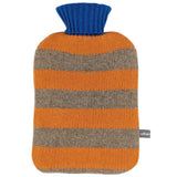 HOTTIE COVER - rollneck - lambswool - stripes - peach & mushroom