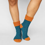 SLOUCH SOCKS - Cashmere Blend - Women's – Teal/Rust