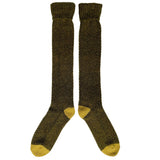 Unisex Dark Green & Lime Recycled Silk Blend Knee Socks
