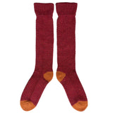 TEXTURED KNEE SOCKS RED