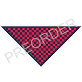 ***PREORDER*** TRIANGLE NECK SCARF - lambswool - check - blue/scarlet