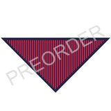***PREORDER*** TRIANGLE NECK SCARF - lambswool - thin stripe - blue/scarlet