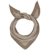 Lambswool Triangle Neckerchief Scarf - Soft Brown & Oatmeal Stripe