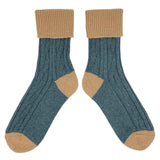 SLOUCH SOCKS - cashmere mix - TEAL / BISCUIT - CASE SIZE 3