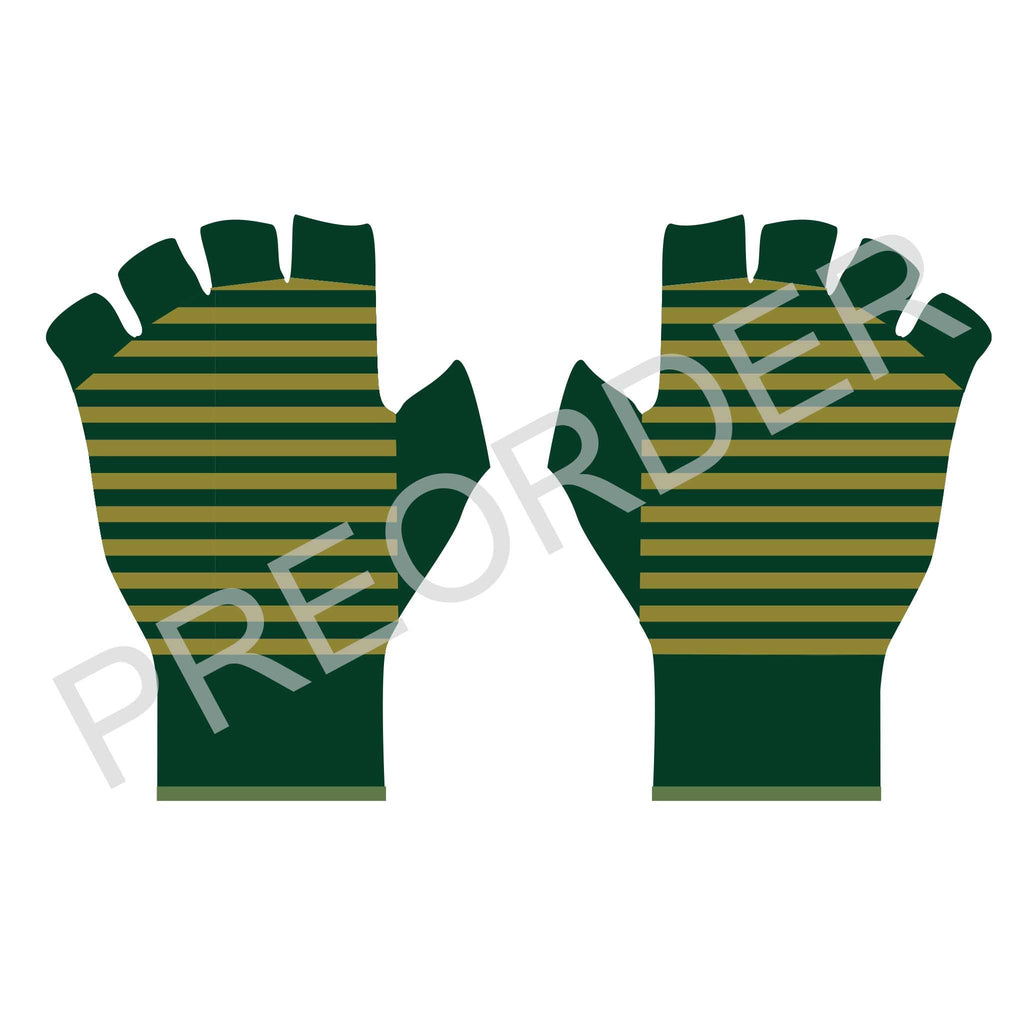 FINGERESS GLOVES - Lambswool - Unisex- Stripe - Dark Green/Bright Green