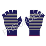 FINGERESS GLOVES - Lambswool - Unisex- Stripe -Navy/Mushroom
