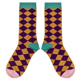 ANKLE SOCKS - Cotton - Women's – Diamonds - Aubergine