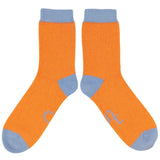Women's Apricot & Baby Blue Lambswool Ankle Socks