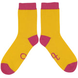 ANKLE SOCKS - Lambswool - Women's  - Everyday - Yellow/Bright Pink