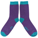 Women's Purple & Teal Lambswool Ankle Socks