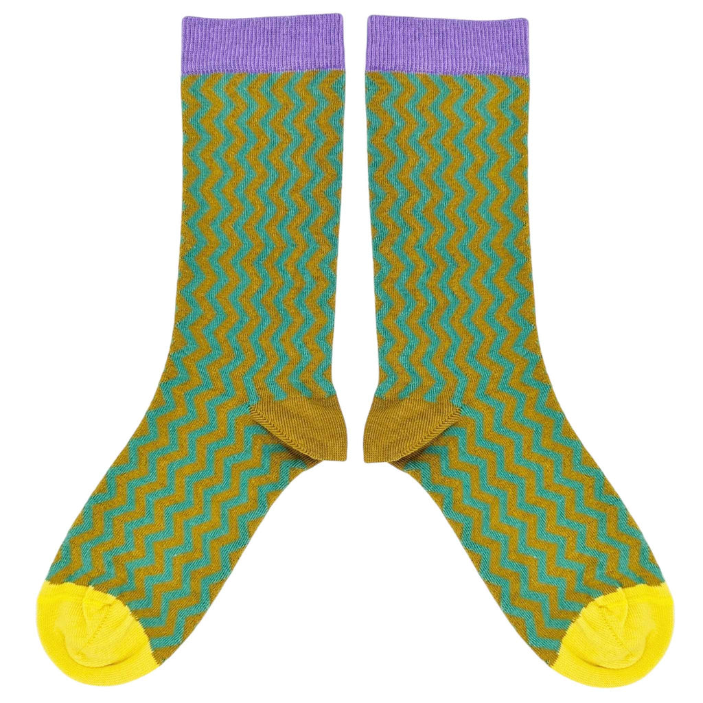 Women's Jade Zig-Zag Organic Cotton Ankle Socks