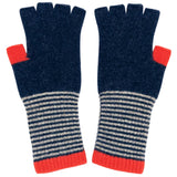 FINGERLESS GLOVES - Lambswool - Women's - Navy/Red
