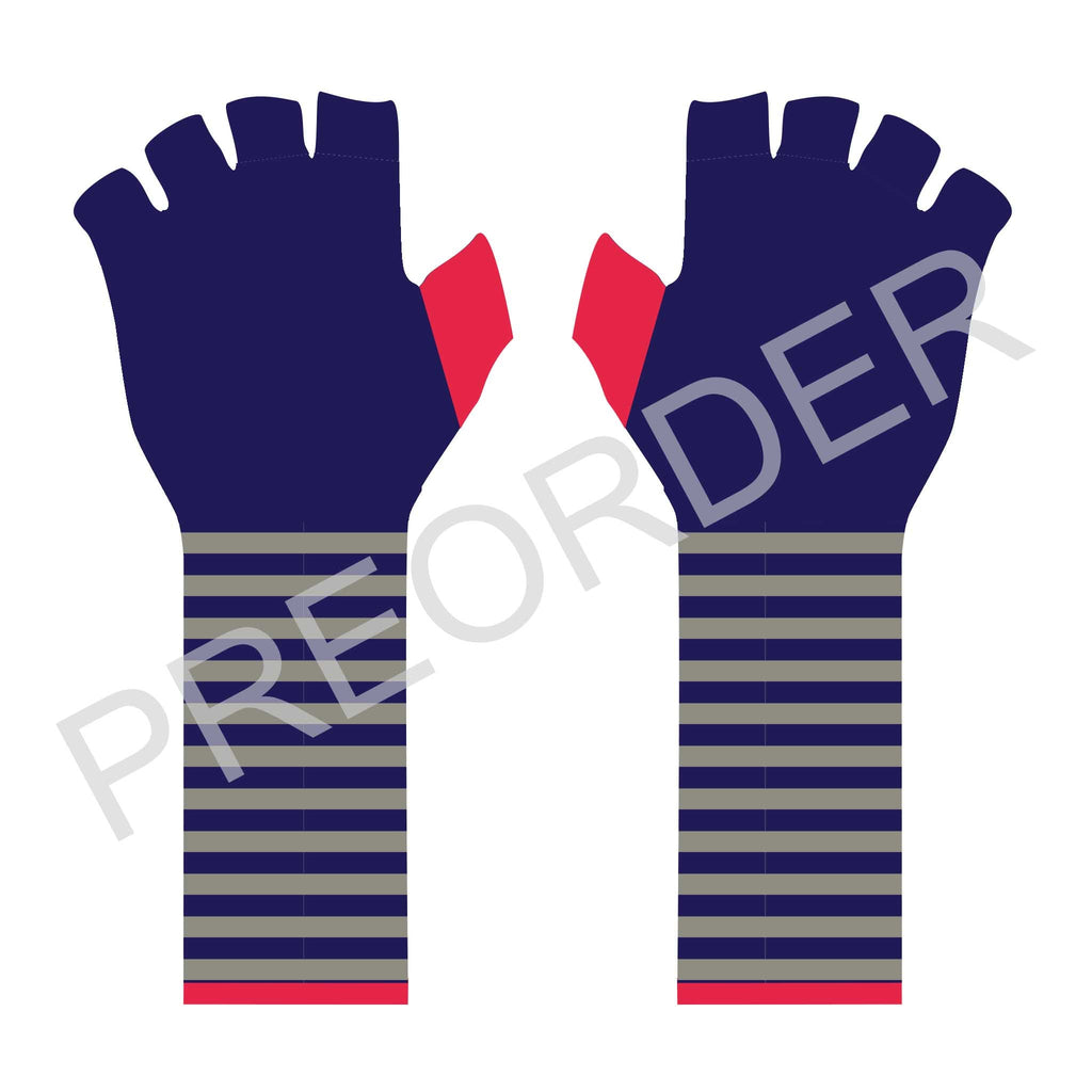 FINGERLESS GLOVES - Lambswool - Women's - Navy/Red