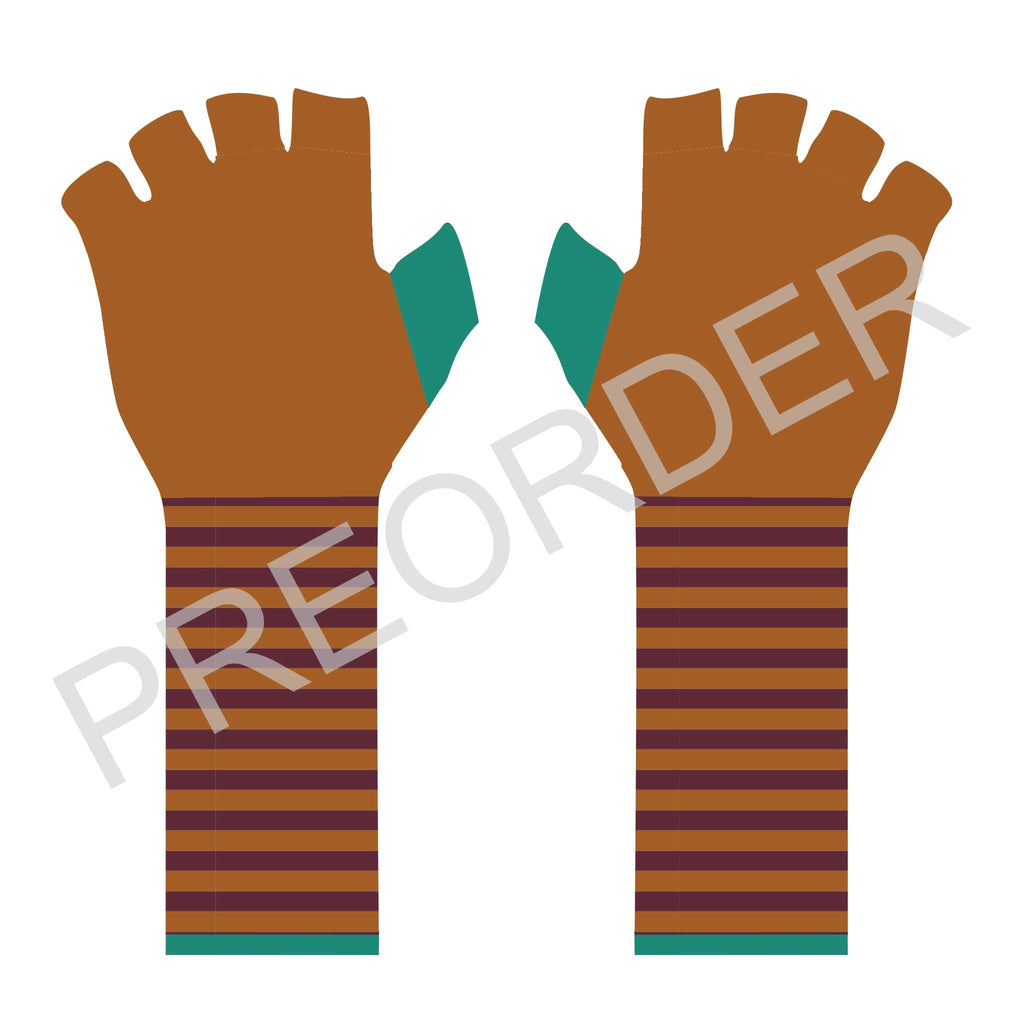 FINGERLESS GLOVES - Lambswool - Women's - Rust/Green