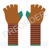 FINGERLESS GLOVES - Lambswool - Women's - Rust/Green