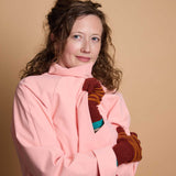 Women's Lambswool Gloves - Dark Red & Rust Stripes