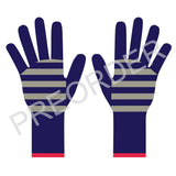 GLOVES - Lambswool - Womens - Stripe - Navy/Red
