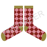 ANKLE SOCKS - Lambswool - Women's  - Diamonds - Pink/Red