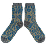 Women's Soft Lambswool Ankle Socks - Mint & Teal Fair Isle Pattern