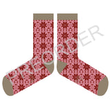 ANKLE SOCKS - Lambswool - Women's  - Fair Isle - Dusky Pink/Red