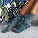 Women's Soft Lambswool Ankle Socks - Mint & Teal Fair Isle Pattern