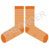 ANKLE SOCKS - Lambswool - Women's  - Stripe - Dusky Pink/Yellow