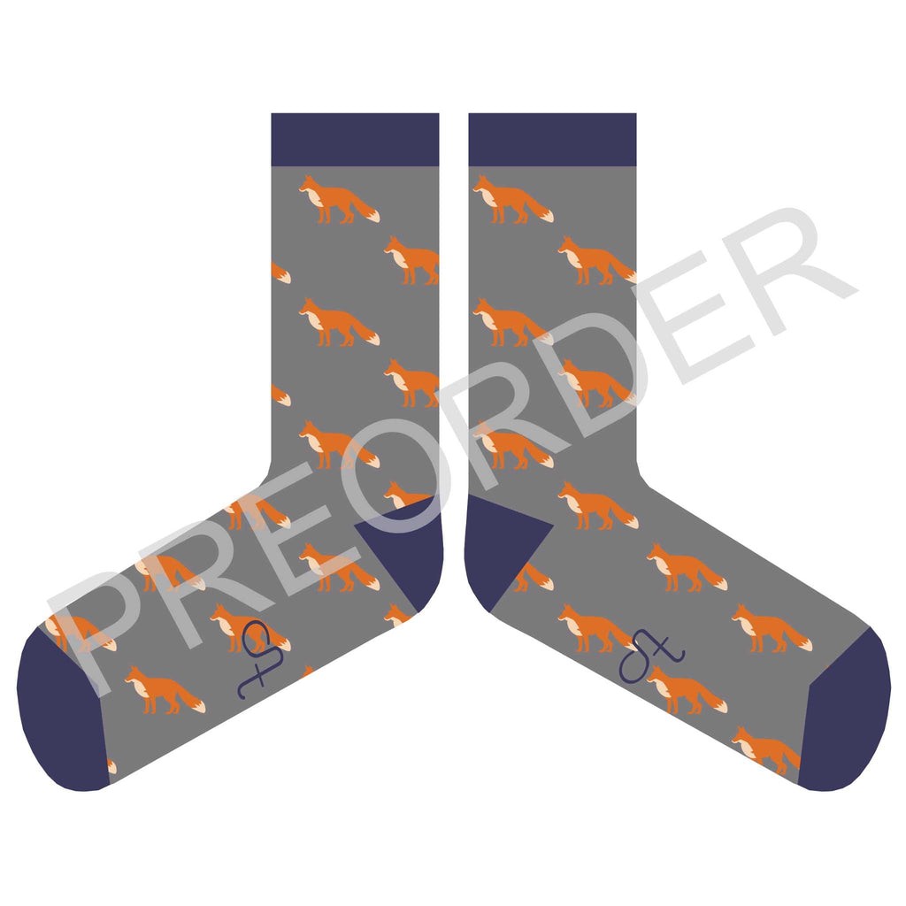 ANKLE SOCKS - Lambswool - Women's  - Fox - Grey/Navy